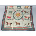 A HERMES SILK SCARF " COUVERTURES ET TENUES de TOUR".