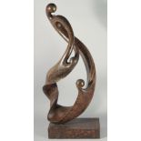 A LARGE ABSTRACT BRONZE, THREE FIGURES.