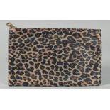 A PRADA LEOPARD SKIN DESIGN EVENING BAG. 9ins long, 5.5ins deep.