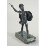 AN EARLY STANDING BRONZE OF A GLADIATOR. 6ins high.