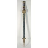 A RARE 18TH - 19TH CENTURY GERMAN SWORD with brass lion mounts, No. K. 2. 2 IL II 185, in a brass