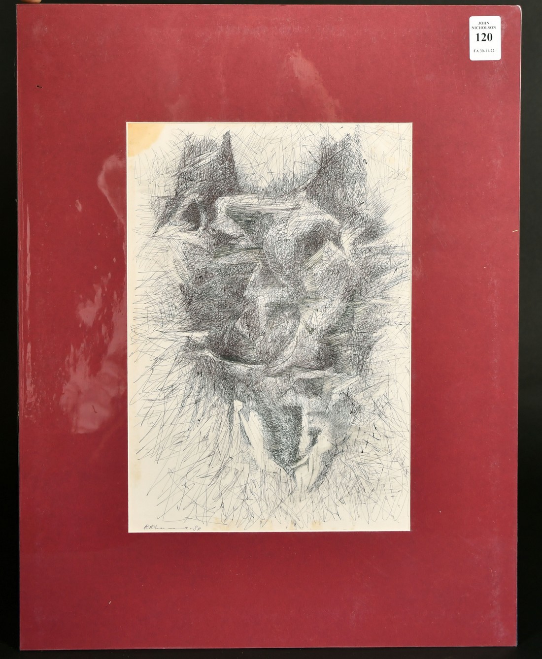 Krishen Khanna (b. 1925) Indian, an untitled abstract sketch, pen, signed and dated 1988, 11.25" x - Image 2 of 4