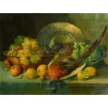Early 20th Century French School, a still life of fruit and a pheasant, oil on canvas,