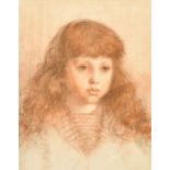 Circle of Augustus John, a head study of a young girl, charcoal and chalk, 16" x 12.5" (41 x 32cm).