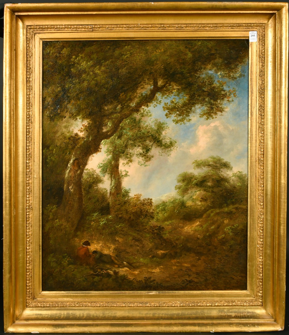 Circle of Constable, A wooded landscape with figures resting beneath a tree, oil on canvas, 30" x - Image 2 of 3