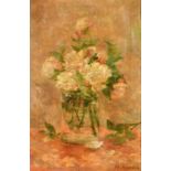 Early 20th Century Continental School, a still life of flowers in a glass vase, oil on canvas,