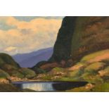 Konig, 20th Century, A mountain landscape, oil on board, signed, 6.75" x 9.75" (17 x 25cm).