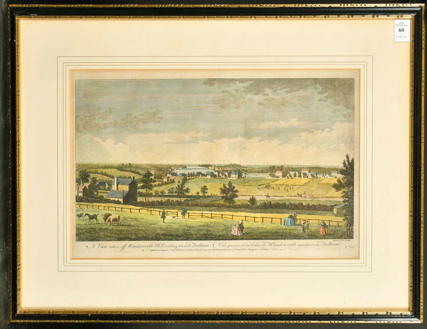 John Boydell (1719-1804), 'A View Taken off Wandsworth Hill, Looking Towards Fulham', hand - Image 2 of 3