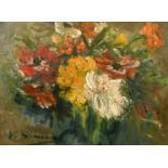 Victor Simonin (1877-1946) Belgian, a still life of mixed flowers, oil on board, signed, 12" x 16.5"