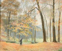 Claude Mirbel, (20th Century), French, figure in a woodland landscape, oil on canvas, signed, 18"