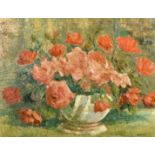 Bela Kadar (1877-1956) Hungarian, a still life of red and pink flowers, oil on canvas, signed, 22" x