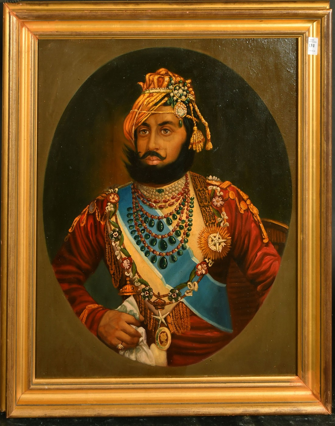 Early 20th Century Indian School, a head and shoulders portrait of a Maharajah, oil on canvas, - Image 2 of 3