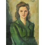 Gaetano Sparacino (20th Century) Portrait of a young woman wearing a green blouse, oil on canvas,