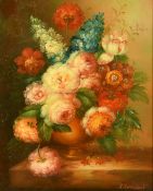 J. Constant, 20th Century, a still life of mixed flowers, oil on panel, signed, 10" x 8" (25 x