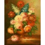 J. Constant, 20th Century, a still life of mixed flowers, oil on panel, signed, 10" x 8" (25 x
