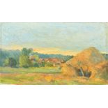 Late 19th Century Continental Impressionist School, haystack in a rural landscape, oil on canvas,