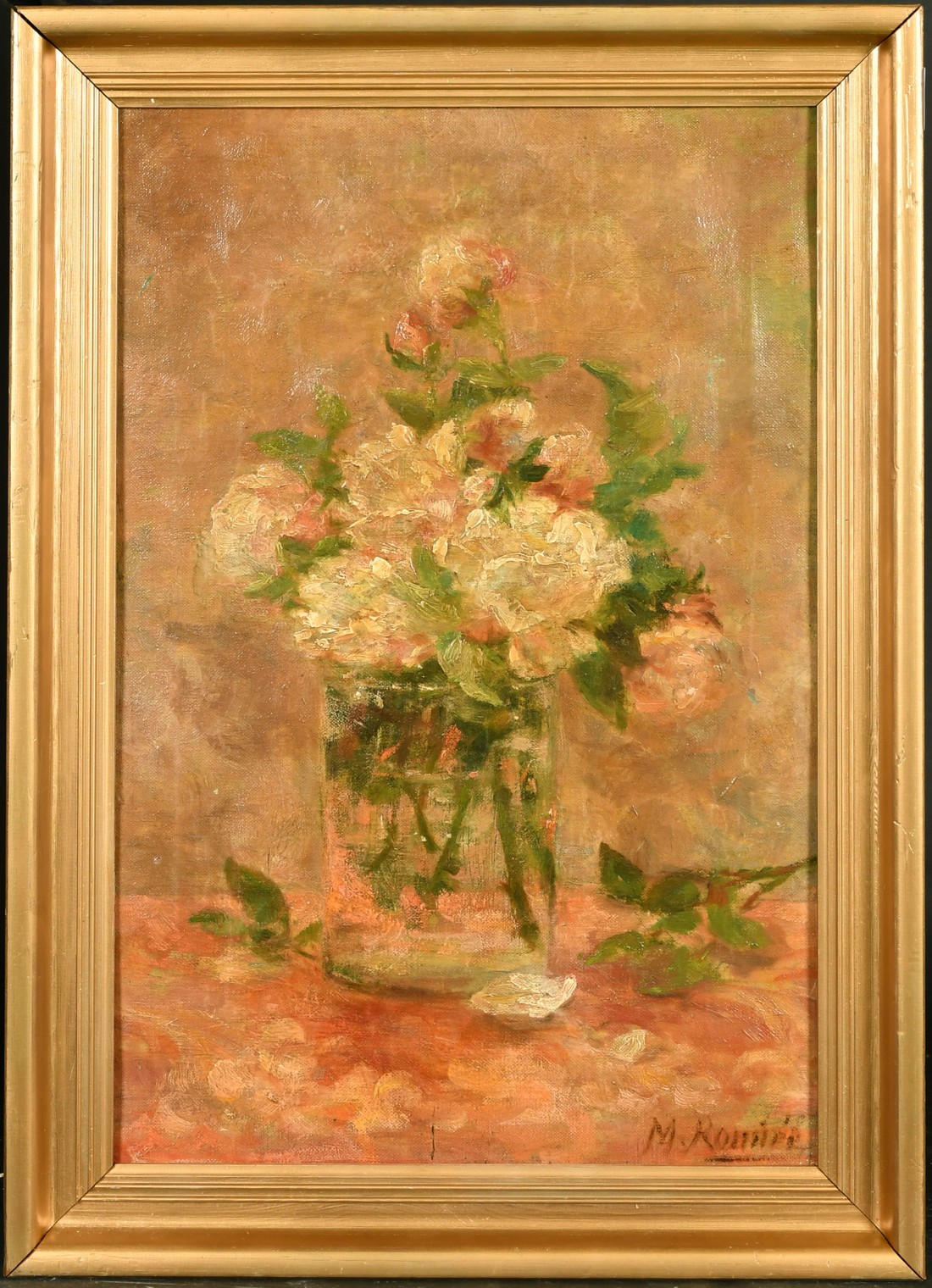 Early 20th Century Continental School, a still life of flowers in a glass vase, oil on canvas, - Image 2 of 4