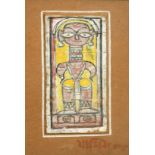 Jamini Roy (1887-1972) Indian, a study of a stylised figure, tempera, signed, image size 7" x 3.