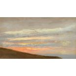 St. Ives School, Early 20th Century, a clifftop view at Dusk, oil on board, 4.75" x 8.25" (12 x