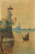 Simon Renard, French, circa 1914, a pair of oil on board Venetian scenes, signed and inscribed, each