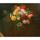 William Hammer (1821-1889) Danish, an abundant still life of mixed flowers and foliage, oil on