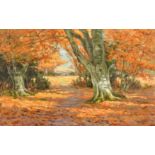 Byron Cooper, Autumn woodland, oil on panel, signed and dated, 9" x 14", (22.5x35.5cm) (unframed).