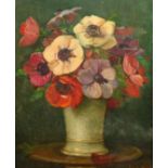 20th Century French School, a still life of flowers, oil on canvasboard, indistinctly signed, 11"
