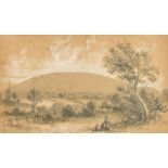 Circle of Birket Foster, A set of four small views of landscapes and buildings, pencil with white