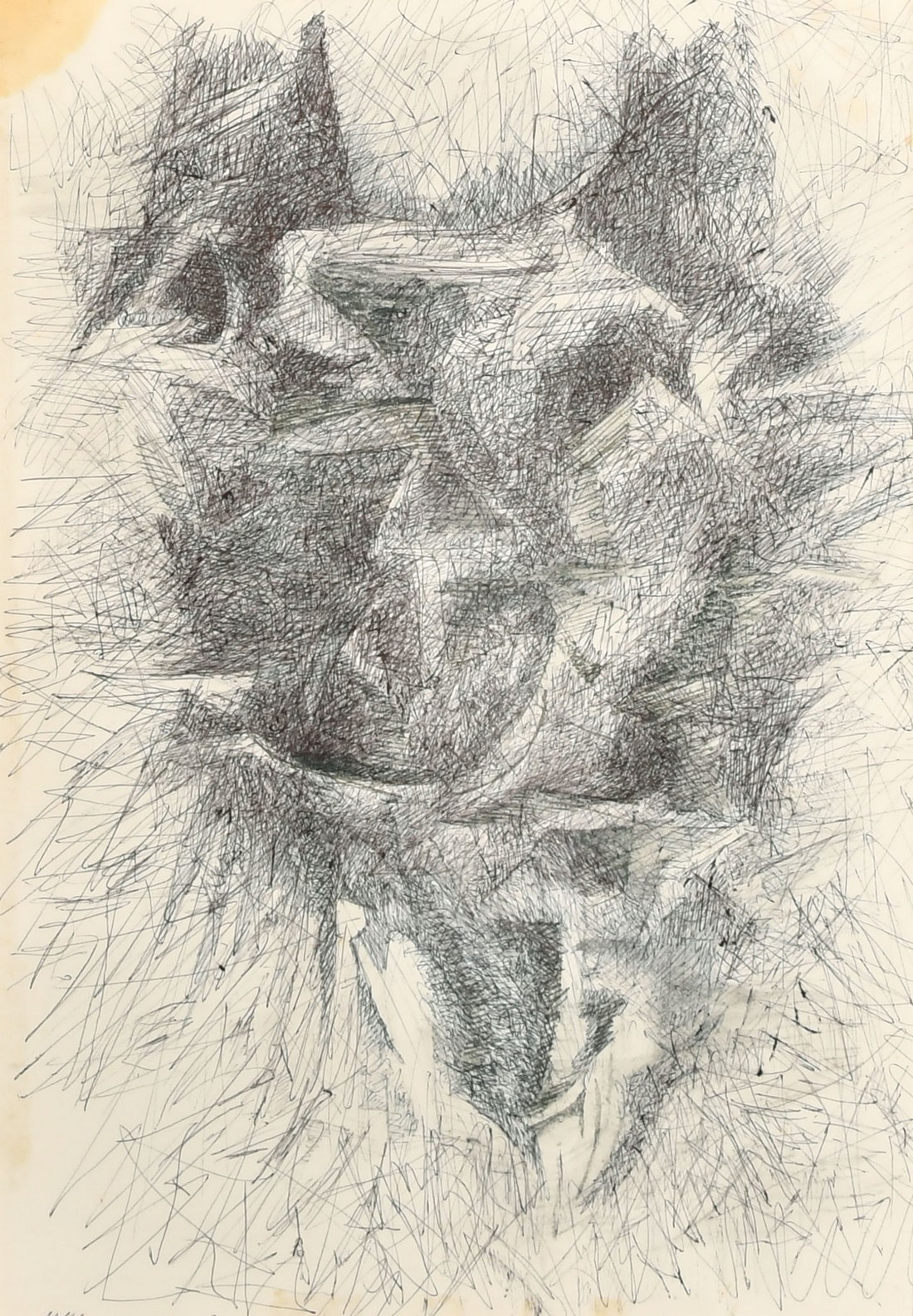Krishen Khanna (b. 1925) Indian, an untitled abstract sketch, pen, signed and dated 1988, 11.25" x