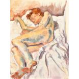 A sleeping nude lying on a bed, oil on canvas, initialled, C.M.W.G, 28" x 21", (71x53cm).