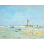 Hagop Kasparian (20th Century) 'On the banks of the Orwell, Suffolk', oil on canvas, signed, label