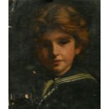 19th Century School, a head study of a child, oil on canvas, 14.5" x 11.75" (37 x 30cm) (unstretched