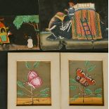 A small collection of Indian mica paintings, watercolours (as found) (unframed) (4).