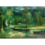 R.J. Bizet, 20th Century French School, 'Paysage Romantique', oil on canvas, signed, 23.5" x 32" (60