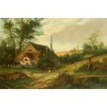 W. Yates (late 19th Century), a pair of oil on canvas countryside scenes, one depicting a harvest,