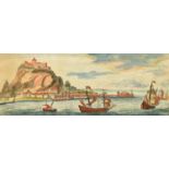 Jan Peeters, 'Gibraltar', a hand-coloured copper engraving, probably late 17th Century, 5" x 10.