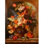 G. Wabarwick, (20th Century) A still life of mixed flowers in an urn, oil on canvas, signed, 40" x
