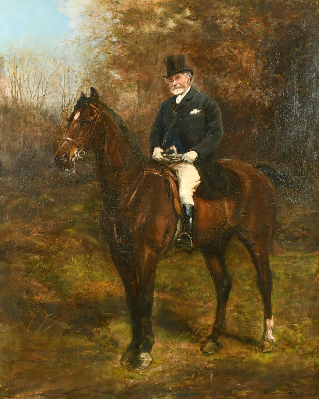 Heywood Hardy (1842-1933) British, Gentleman on horseback in a landscape, oil on canvas, signed, 46"