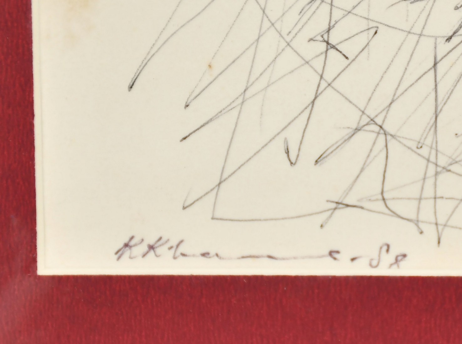 Krishen Khanna (b. 1925) Indian, an untitled abstract sketch, pen, signed and dated 1988, 11.25" x - Image 3 of 4