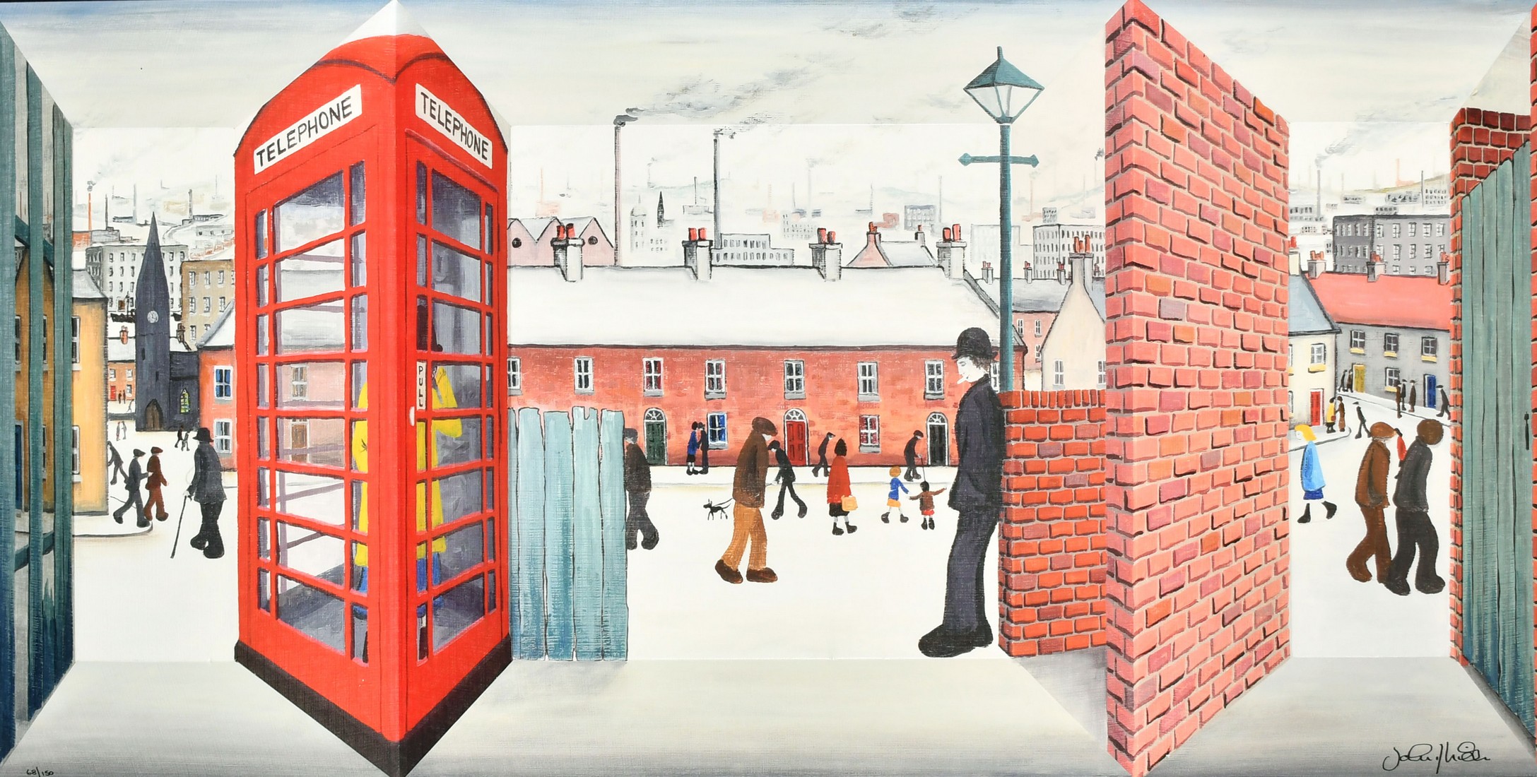 John Wilson, Limited edition 3D wall sculpture in the Manner of L.S. Lowry, 'Hanging on the