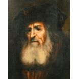 After Rembrandt, a portrait of an elderly gentleman, oil on canvas laid down, 7.5" x 6" (19 x 15cm),