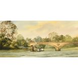 William Barnes, 'Kew Bridge', watercolour, signed, 8.25" x 19.25", (21x49cm) along with two other