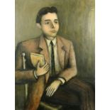 Salomon, French School, circa 1953, a portrait of a young man seated, oil on board, 42" x 30" (107 x