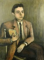 Salomon, French School, circa 1953, a portrait of a young man seated, oil on board, 42" x 30" (107 x