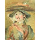 After William Hogarth, A study of a shrimp girl, watercolour, 11.75" x 9", (30x23cm) and a