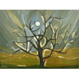 Modern British, A lone tree by moonlight, oil on canvas, signed and dated '61, 18" x 24", (45x60.