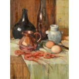 Mary Remington (1910-2003) British, 'Preparing the Meal, oil on board, signed, 18.5" x 13.5" (47 x