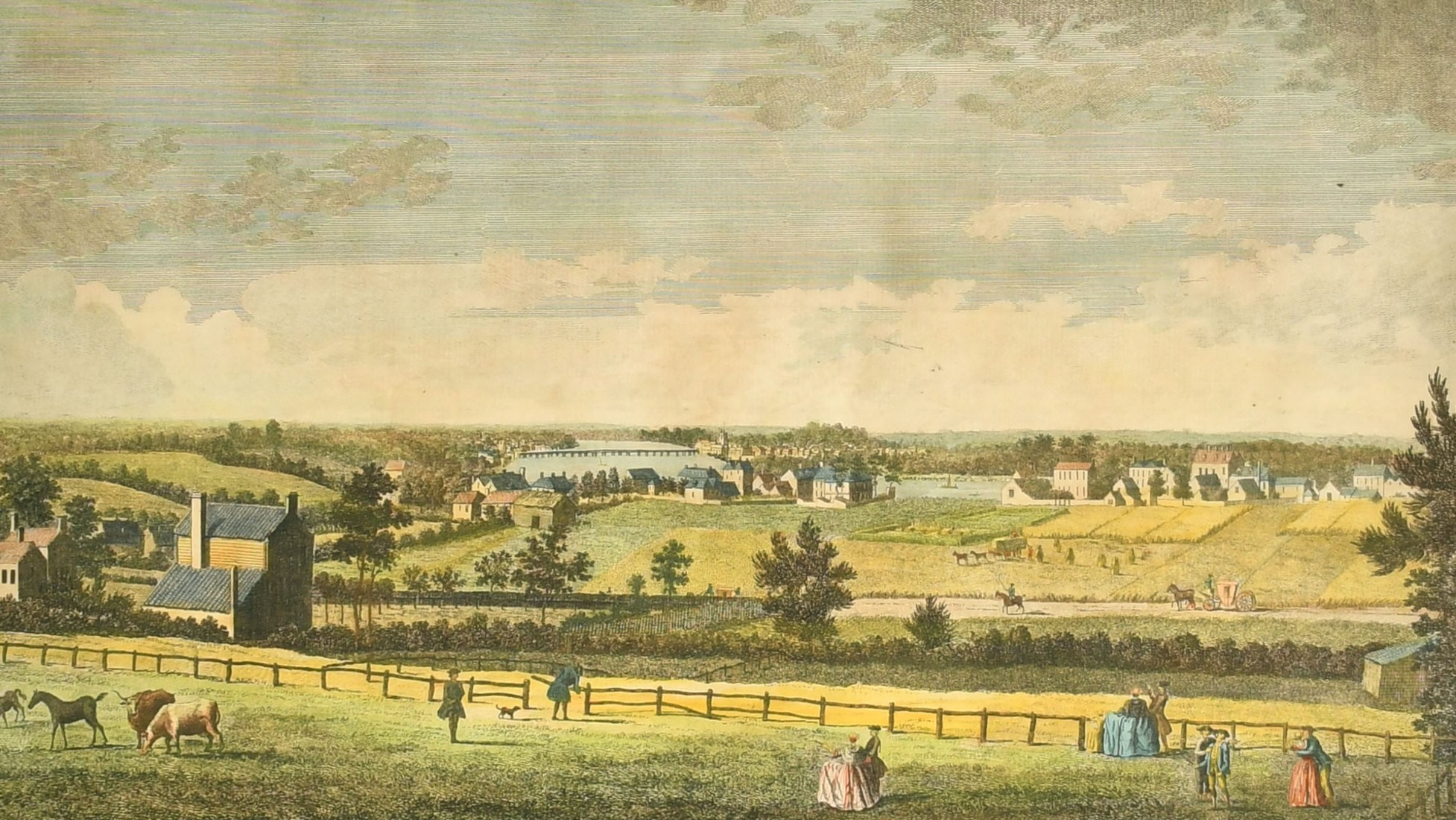 John Boydell (1719-1804), 'A View Taken off Wandsworth Hill, Looking Towards Fulham', hand