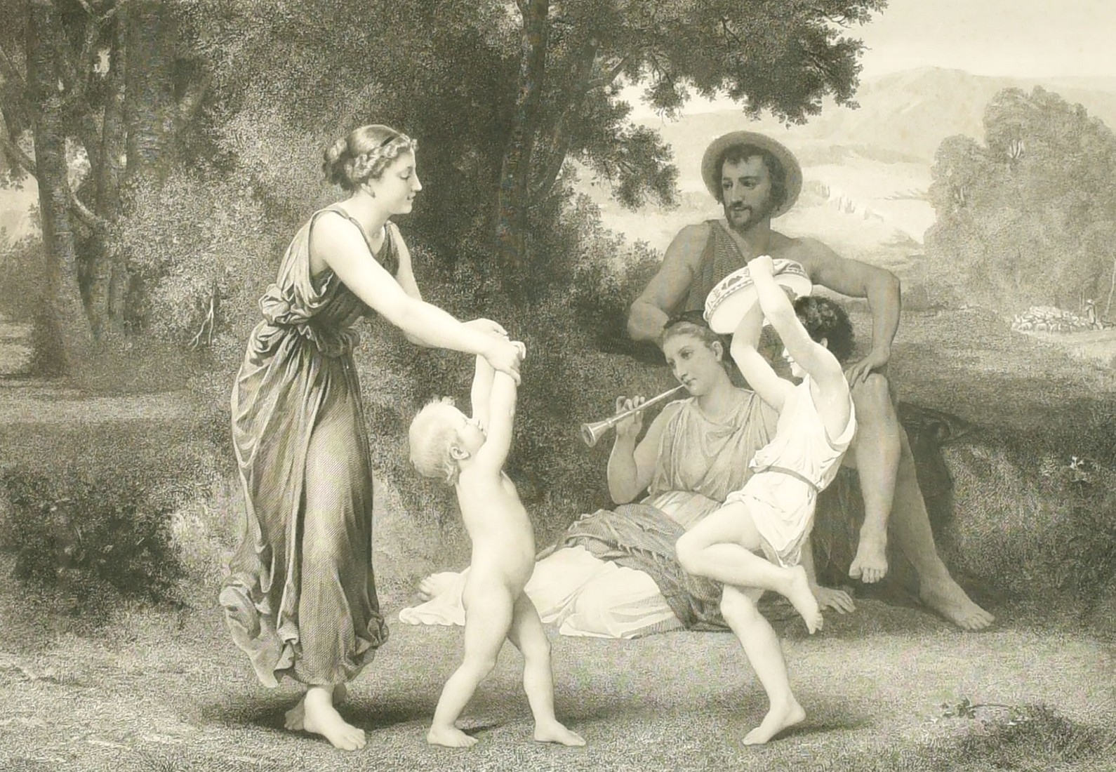 Bertinot after Bouguereau, 'Pastorale', engraving, 14" x 18" (36 x 46cm).