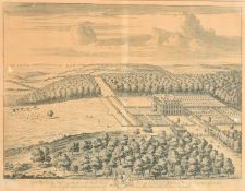 Kip and Knyff, Up Parke in Sussex, a view of Uppark House, a copperplate engraving, 13.75" x 19.